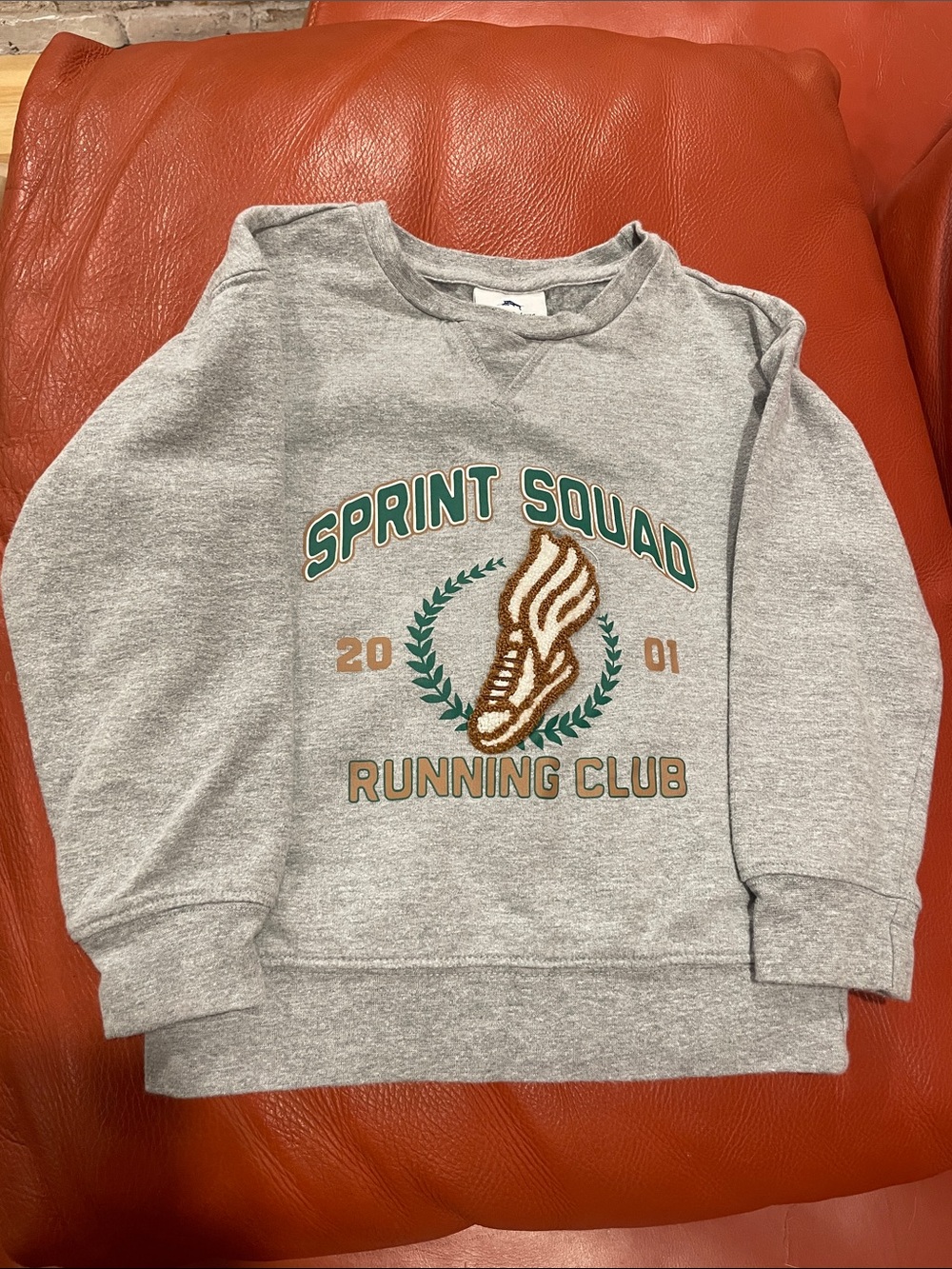Tommy Bahama Gray Sweatshirt with Green and Tan 'Sprint Squad' Graphic